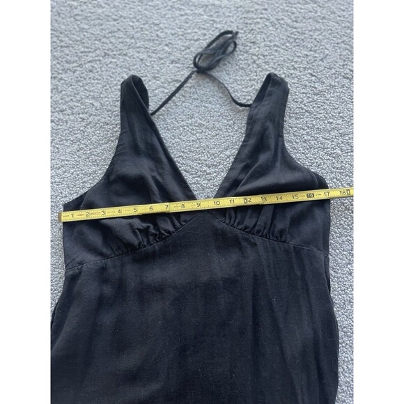 Old Navy Midi Dress Women Linen Blend Classic Black Smocked Back Shift Sz L New - Picture 7 of 10